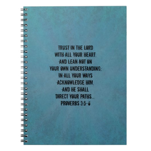キリスト教の聖書の詩の諺の3:5 - 6 ノートブック (正面)