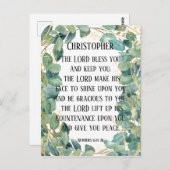 キリスト教の聖書の賛美聖句のユーカリ葉スの ポストカード (正面/裏面)