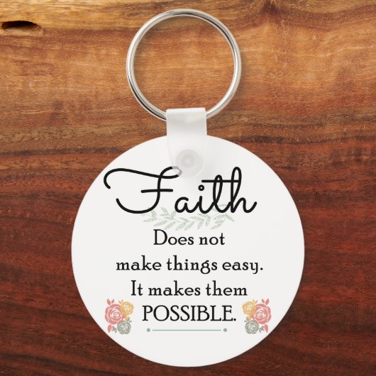 キリスト教の聖書は、信仰は物事を簡単にするものではない キーホルダー (正面)