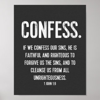 キリスト教の聖書聖句タイポグラフィプリント, 1ヨハネ1:9 ポスター