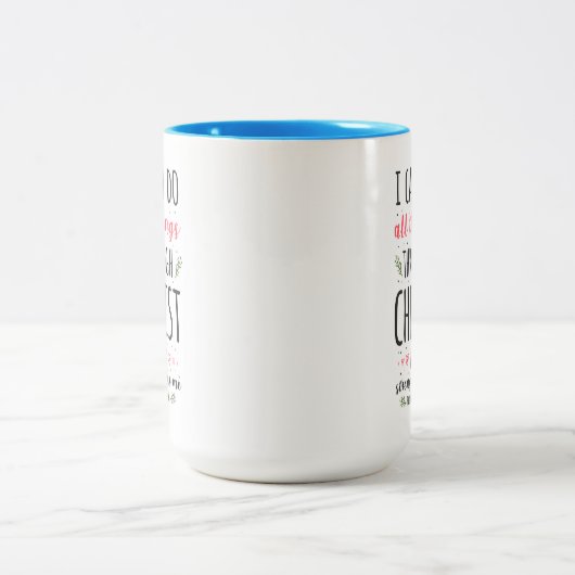 キリスト教の聖書聖句ピリピ4:13 ツートーンマグカップ (中央)