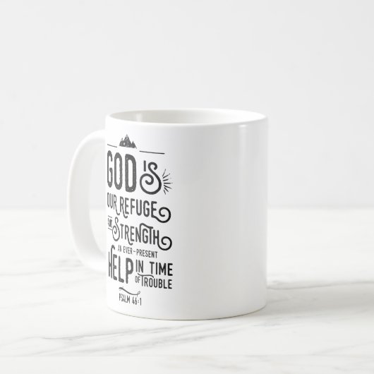 キリスト教の聖書詩篇46:1神は私たちの皈依である コーヒーマグカップ (正面左)