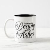 キリスト教の聖書詩-与え灰の神美しい ツートーンマグカップ (左)