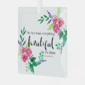 キリスト教の聖書、水彩の花を美しく ガラスオーナメント (正面左)