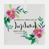 キリスト教の聖書、水彩の花を美しく ガラスオーナメント (裏面)