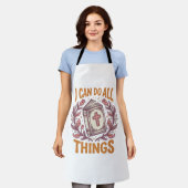 キリスト教の花の信仰の引用アンティークTシャツデザイン エプロン (着用した状態)