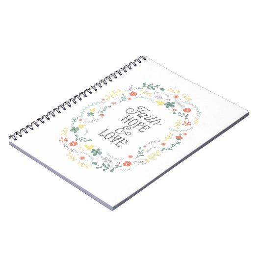 キリスト教の螺線形のノートの信頼の希望愛は信じます ノートブック (左側)