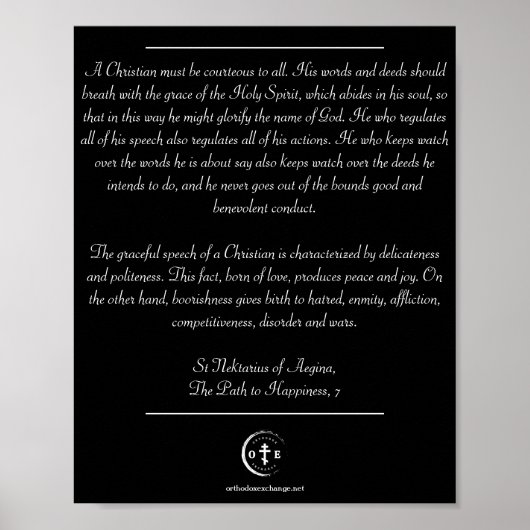 キリスト教の行動に関する聖ネクタリオス ポスター (正面)