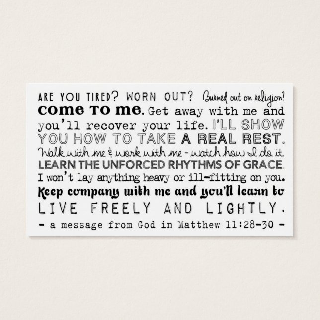 キリスト教の親切の計画法（英訳） カード (裏面)