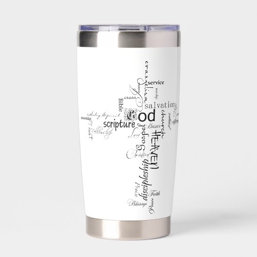 キリスト教の言葉が交わるパーソナライズされた 保温保冷タンブラー (正面)