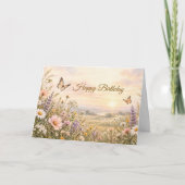 キリスト教の誕生日 ちょうちょ 野の花 信仰 カード (正面)