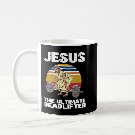 キリスト教の重量挙げおもしろい労働 コーヒーマグカップ (左)