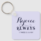 キリスト教の青の聖書聖句に喜ぶ キーホルダー (正面)