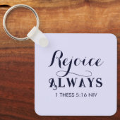 キリスト教の青の聖書聖句に喜ぶ キーホルダー (正面)