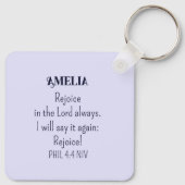 キリスト教の青の聖書聖句に喜ぶ キーホルダー (裏面)
