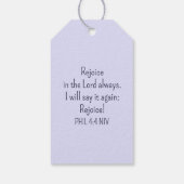 キリスト教の青の聖書聖句に喜ぶ ギフトタグ (裏面)