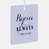 キリスト教の青の聖書聖句に喜ぶ メタルオーナメント (正面右)