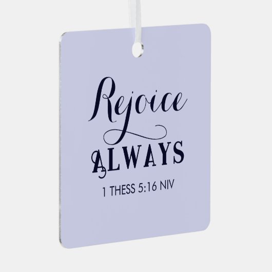 キリスト教の青の聖書聖句に喜ぶ メタルオーナメント (正面右)