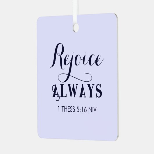キリスト教の青の聖書聖句に喜ぶ メタルオーナメント (正面左)