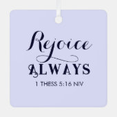 キリスト教の青の聖書聖句に喜ぶ メタルオーナメント (正面)