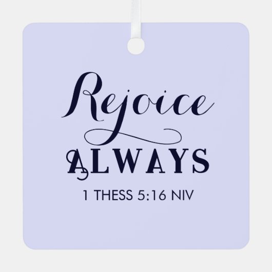 キリスト教の青の聖書聖句に喜ぶ メタルオーナメント (正面)