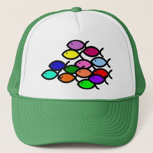 キリスト教の魚の記号-虹の学校- キャップ (正面)