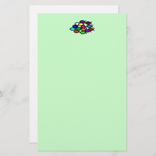 キリスト教の魚の記号-虹の学校- 便箋 (正面/裏面)