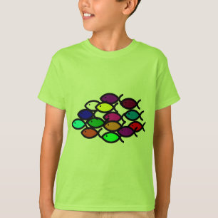 キリスト教の魚の記号-虹の学校- Tシャツ