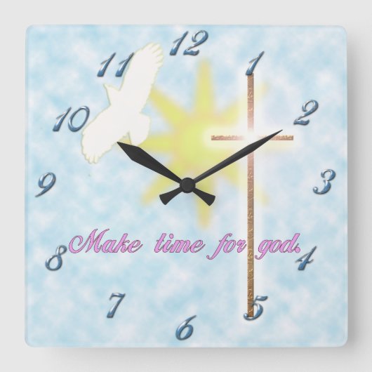 キリスト教の鳩 スクエア壁時計 (正面)