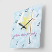 キリスト教の鳩 スクエア壁時計 (傾斜)