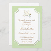 キリスト教の鳩、緑の招待状 招待状 (正面/裏面)