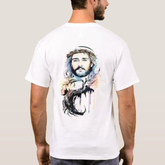 キリスト教のTシャツ、水彩画のキリストに根ざした Tシャツ