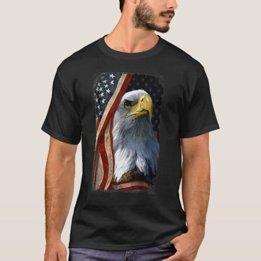 キリスト教アメリカ国旗と愛国心のある愛国者 Tシャツ (正面)