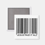 キリスト教イエスは全ての救いバーコードUPCを支払った マグネット (正面/裏面)