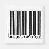 キリスト教イエスは全ての救いバーコードUPCを支払った マグネット (正面)