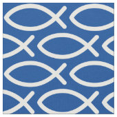 キリスト教イエズス魚の型青  ファブリック (クローズアップ)