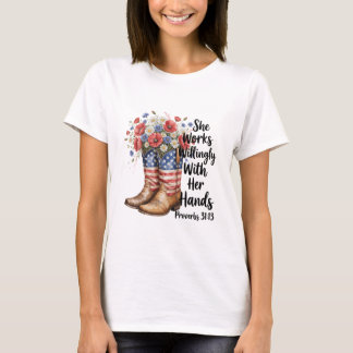 キリスト教ウエスタンフローラルカウガール Tシャツ