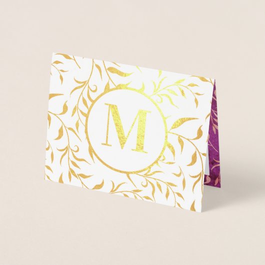 キリスト教エレガント金ゴールド宗教フローラモノグラム 箔カード (正面)