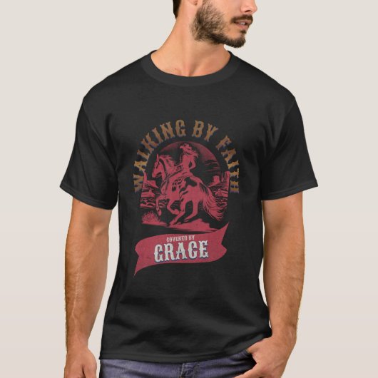 キリスト教カウガール グレース カバー ウエスタン イエス信仰 Tシャツ (正面)