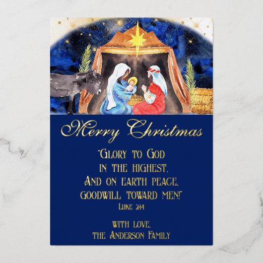 キリスト教クリスマス聖書聖句出生イエス 箔シーズンカード (正面)