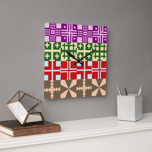 キリスト教クロスパターン1 スクエア壁時計 (オフィス)