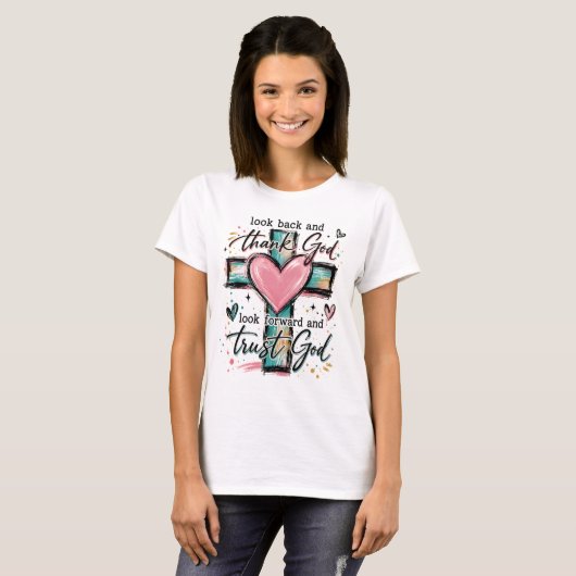 キリスト教シールームウェア「振り返って神に感謝を」 Tシャツ (正面フル)