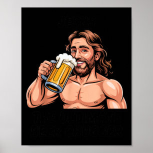 キリスト教ジョーク 最高のビール一気飲み王様 ジーザス ポスター