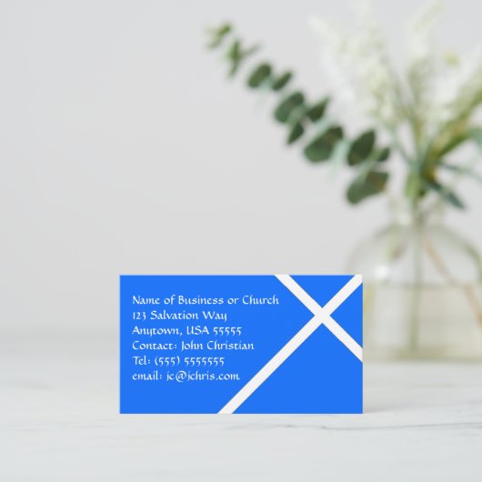 キリスト教テーマホワイトクロス教会&牧師 名刺 (スタンド正面)