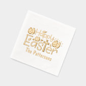 キリスト教ハッピーイースターのパーソナライズされた宗教名 箔ナプキン (左)