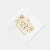 キリスト教ハッピーイースターのパーソナライズされた宗教名 箔ナプキン (右)