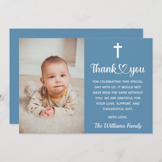 キリスト教バプテスマ《キリスト教》洗礼式や命名式聖体拝領 サンキューカード (正面/裏面)