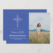 キリスト教フォト卒業発表宗教 招待状 (正面/裏面)