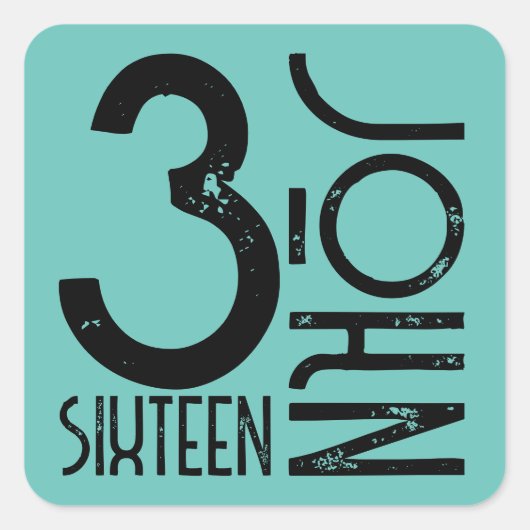 キリスト教ヨハネ3:16聖書の動揺して聖句 スクエアシール (正面)