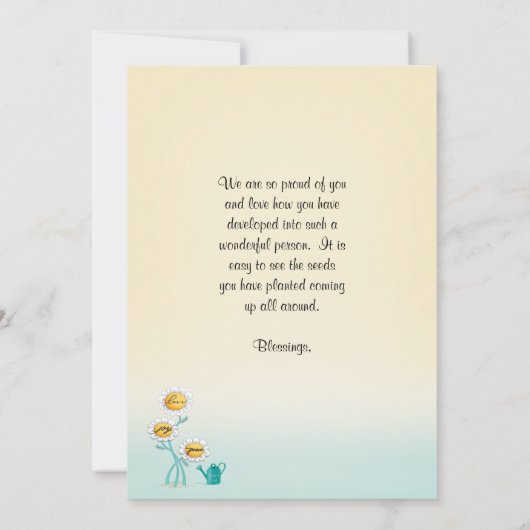 キリスト教ラブジョイ平和咲きデイジー サンキューカード (裏面)